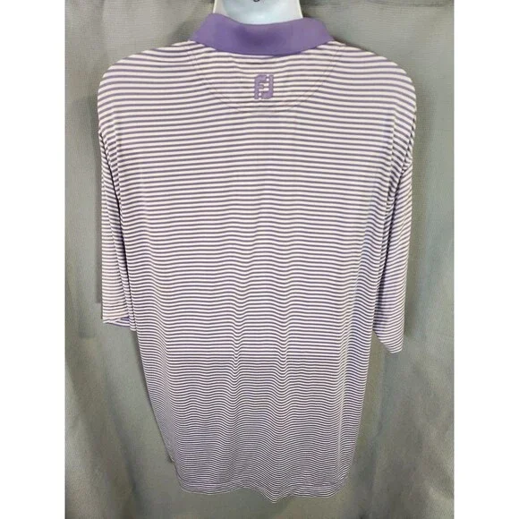 Footjoy Golf Polo Men's‎ 2XL XXL Short Sleeve  Shirt Purple White Stripe Dry Fit - Picture 2 of 6